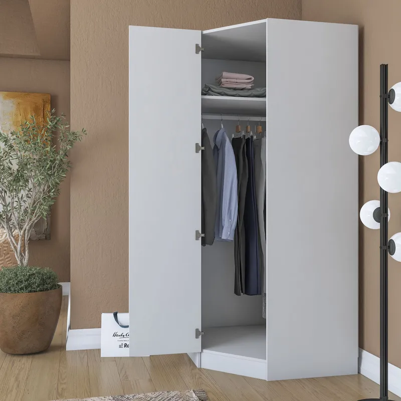 Garderobeskap Wallxpert Gala Shelf (91 x 210 x 57,5 cm) hvit - Hvit - Oppbevaring - Klesoppbevaring - Garderober & garderobesystem - Hjørnegarderobe