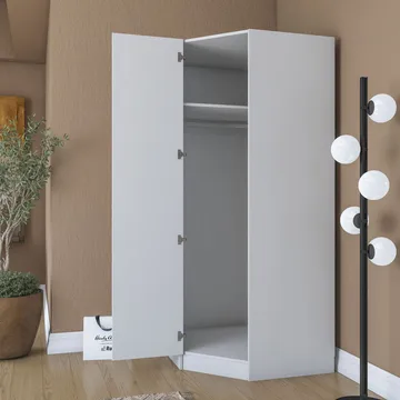 Garderobeskap Wallxpert Gala Shelf (91 x 210 x 57,5 cm) hvit - Hvit - Oppbevaring - Klesoppbevaring - Garderober & garderobesystem - Hjørnegarderobe