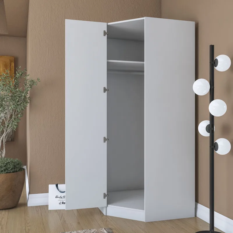 Garderobeskap Wallxpert Gala Shelf (91 x 210 x 57,5 cm) hvit - Hvit - Oppbevaring - Klesoppbevaring - Garderober & garderobesystem - Hjørnegarderobe