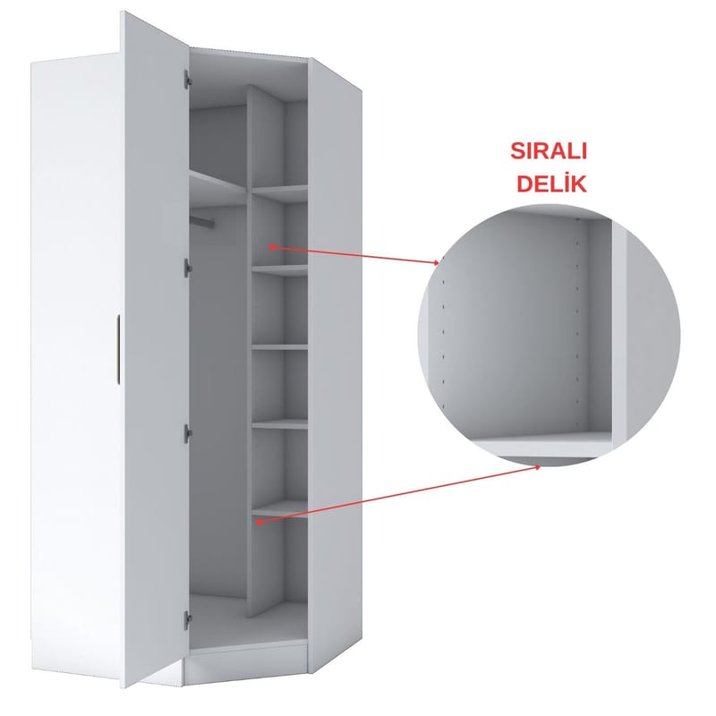 Garderobeskap Wallxpert Gala Shelf BA140 (91 x 210 x 57,5 cm) hvit - Hvit - Oppbevaring - Klesoppbevaring - Garderober & garderobesystem - Garderobeskap & klesskap