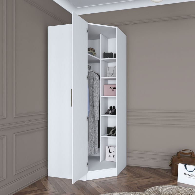 Garderobeskap Wallxpert Gala Shelf BA140 (91 x 210 x 57,5 cm) hvit - Hvit - Oppbevaring - Klesoppbevaring - Garderober & garderobesystem - Garderobeskap & klesskap
