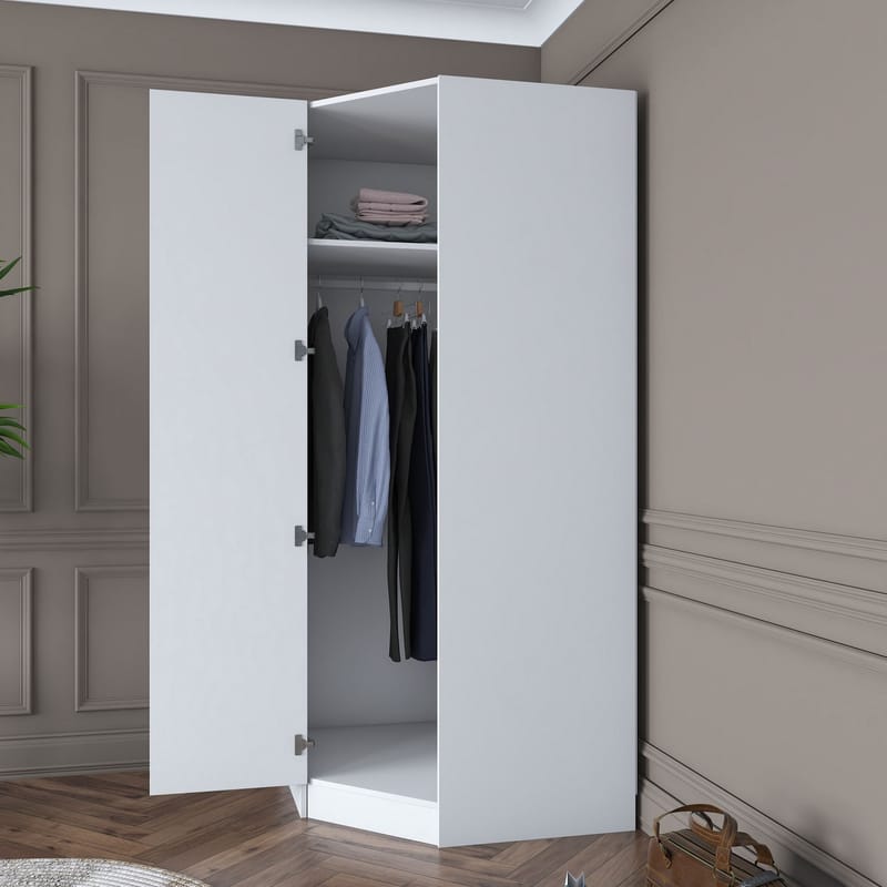 Garderobeskap Wallxpert Gala Shelf BA140 (91 x 210 x 57,5 cm) hvit - Hvit - Oppbevaring - Klesoppbevaring - Garderober & garderobesystem - Garderobeskap & klesskap
