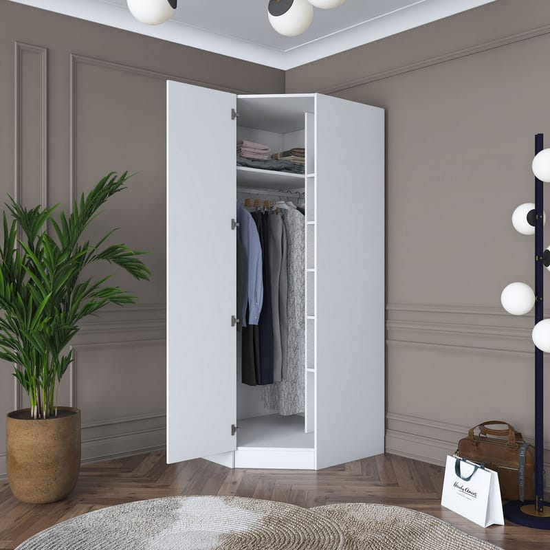 Garderobeskap Wallxpert Gala Shelf BA140 (91 x 210 x 57,5 cm) hvit - Hvit - Oppbevaring - Klesoppbevaring - Garderober & garderobesystem - Garderobeskap & klesskap