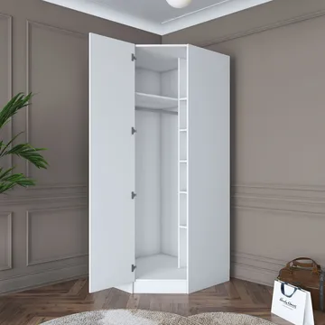Garderobeskap Wallxpert Gala Shelf BA140 (91 x 210 x 57,5 cm) hvit - Hvit - Oppbevaring - Klesoppbevaring - Garderober & garderobesystem - Garderobeskap & klesskap