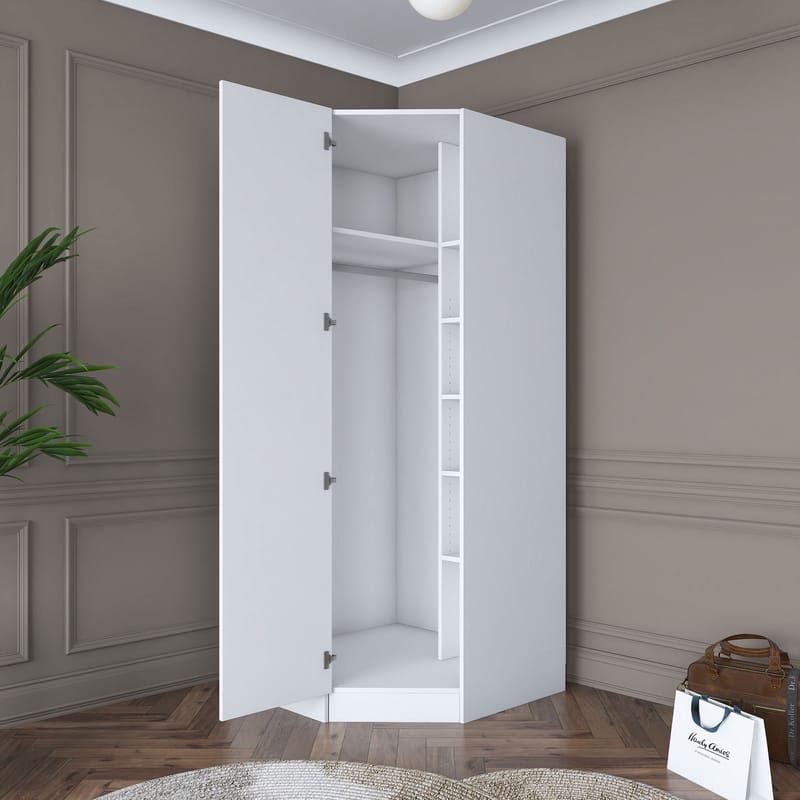 Garderobeskap Wallxpert Gala Shelf BA140 (91 x 210 x 57,5 cm) hvit - Hvit - Oppbevaring - Klesoppbevaring - Garderober & garderobesystem - Garderobeskap & klesskap