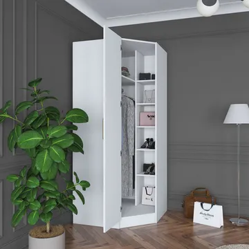 Garderobeskap Wallxpert Gala Shelf BA183 (91 x 210 x 57,5 cm) hvit - Hvit - Oppbevaring - Klesoppbevaring - Garderober & garderobesystem - Garderobeskap & klesskap