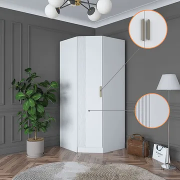 Garderobeskap Wallxpert Gala Shelf BA183 (91 x 210 x 57,5 cm) hvit - Hvit - Oppbevaring - Klesoppbevaring - Garderober & garderobesystem - Garderobeskap & klesskap