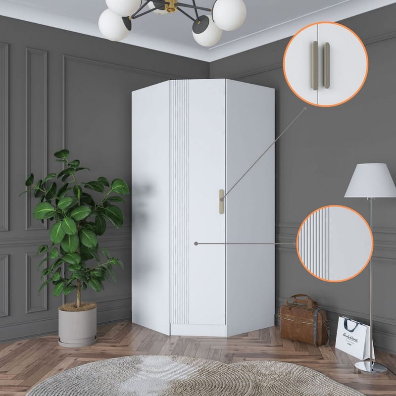 Garderobeskap Wallxpert Gala Shelf BA183 (91 x 210 x 57,5 cm) hvit - Hvit - Oppbevaring - Klesoppbevaring - Garderober & garderobesystem - Garderobeskap & klesskap