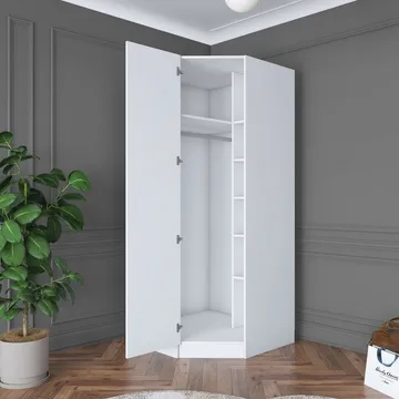 Garderobeskap Wallxpert Gala Shelf BA183 (91 x 210 x 57,5 cm) hvit - Hvit - Oppbevaring - Klesoppbevaring - Garderober & garderobesystem - Garderobeskap & klesskap