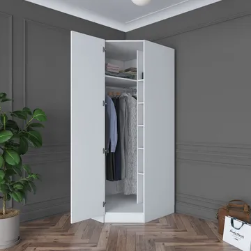 Garderobeskap Wallxpert Gala Shelf BA183 (91 x 210 x 57,5 cm) hvit - Hvit - Oppbevaring - Klesoppbevaring - Garderober & garderobesystem - Garderobeskap & klesskap