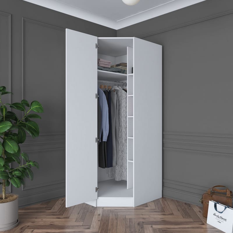 Garderobeskap Wallxpert Gala Shelf BA183 (91 x 210 x 57,5 cm) hvit - Hvit - Oppbevaring - Klesoppbevaring - Garderober & garderobesystem - Garderobeskap & klesskap
