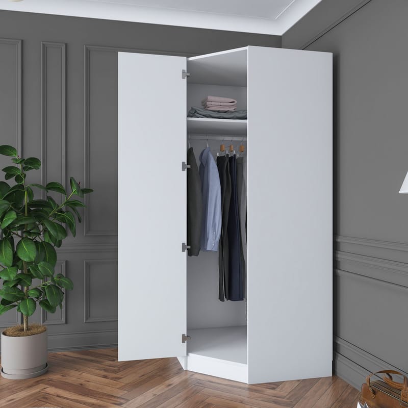 Garderobeskap Wallxpert Gala Shelf BA183 (91 x 210 x 57,5 cm) hvit - Hvit - Oppbevaring - Klesoppbevaring - Garderober & garderobesystem - Garderobeskap & klesskap