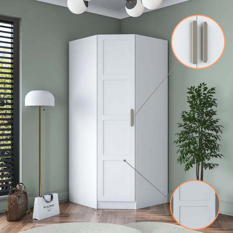 Garderobeskap Wallxpert Gala Shelf BA191 (91 x 210 x 57,5 cm) Hvit - Hvit - Oppbevaring - Klesoppbevaring - Garderober & garderobesystem - Garderobeskap & klesskap