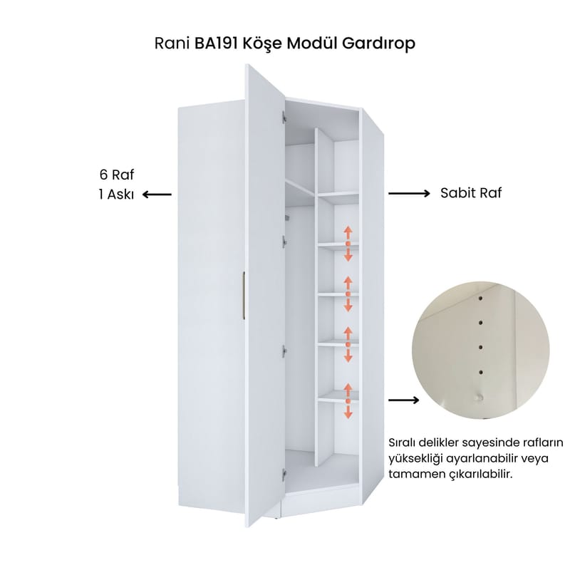 Garderobeskap Wallxpert Gala Shelf BA191 (91 x 210 x 57,5 cm) Hvit - Hvit - Oppbevaring - Klesoppbevaring - Garderober & garderobesystem - Garderobeskap & klesskap