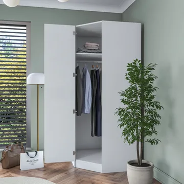 Garderobeskap Wallxpert Gala Shelf BA191 (91 x 210 x 57,5 cm) Hvit - Hvit - Oppbevaring - Klesoppbevaring - Garderober & garderobesystem - Garderobeskap & klesskap