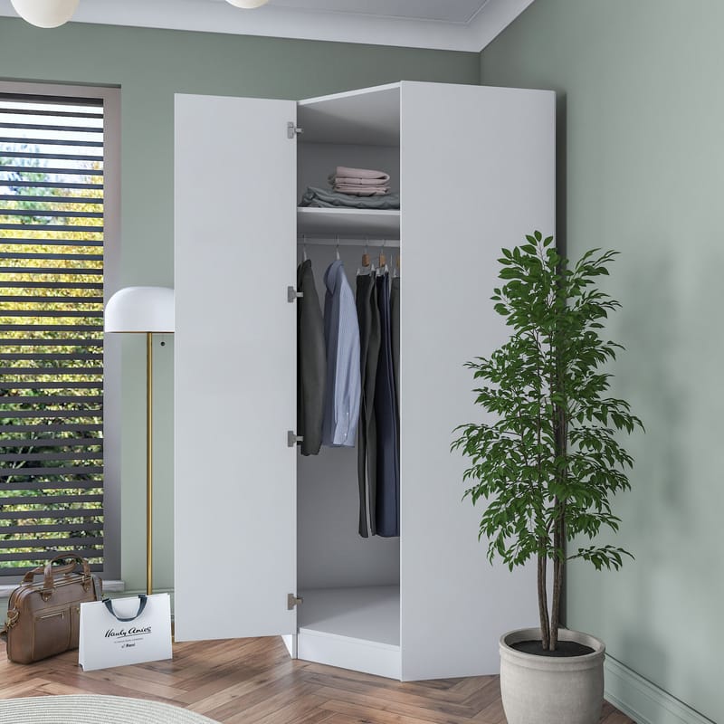 Garderobeskap Wallxpert Gala Shelf BA191 (91 x 210 x 57,5 cm) Hvit - Hvit - Oppbevaring - Klesoppbevaring - Garderober & garderobesystem - Garderobeskap & klesskap