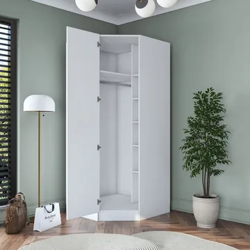 Garderobeskap Wallxpert Gala Shelf BA191 (91 x 210 x 57,5 cm) Hvit - Hvit - Oppbevaring - Klesoppbevaring - Garderober & garderobesystem - Garderobeskap & klesskap