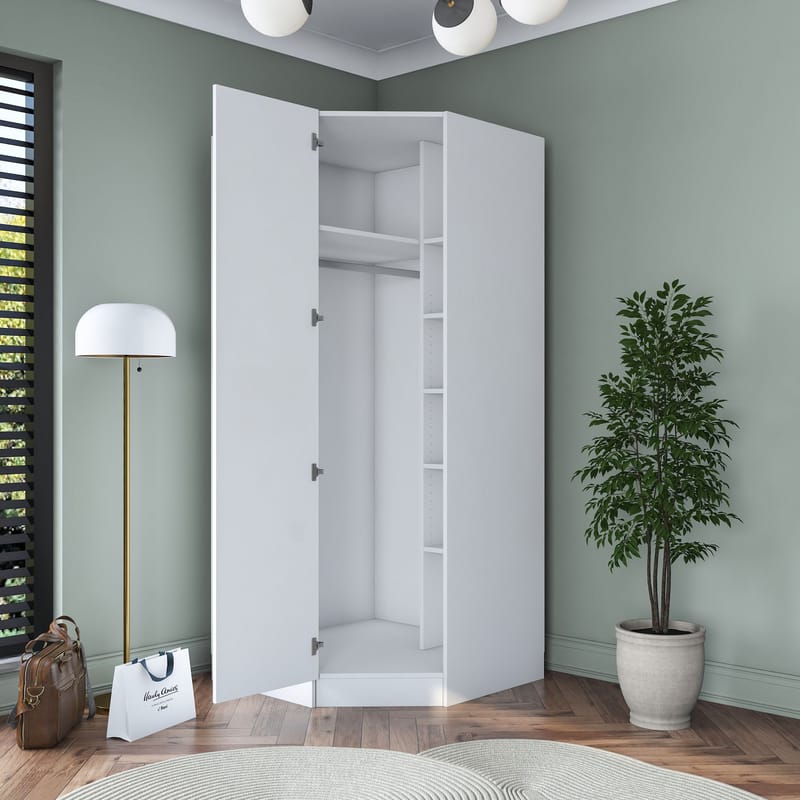 Garderobeskap Wallxpert Gala Shelf BA191 (91 x 210 x 57,5 cm) Hvit - Hvit - Oppbevaring - Klesoppbevaring - Garderober & garderobesystem - Garderobeskap & klesskap