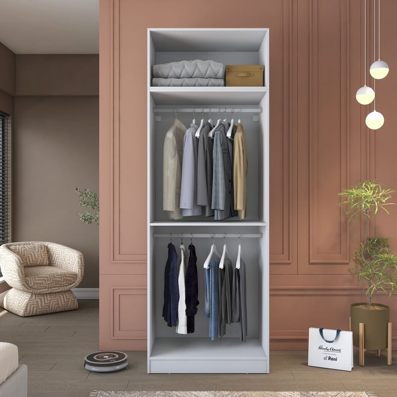 Garderobeskap Wallxpert Hyla v1 (90 x 255 x 57,5 cm) hvit - Hvit - Oppbevaring - Klesoppbevaring - Garderober & garderobesystem - Garderobeskap & klesskap