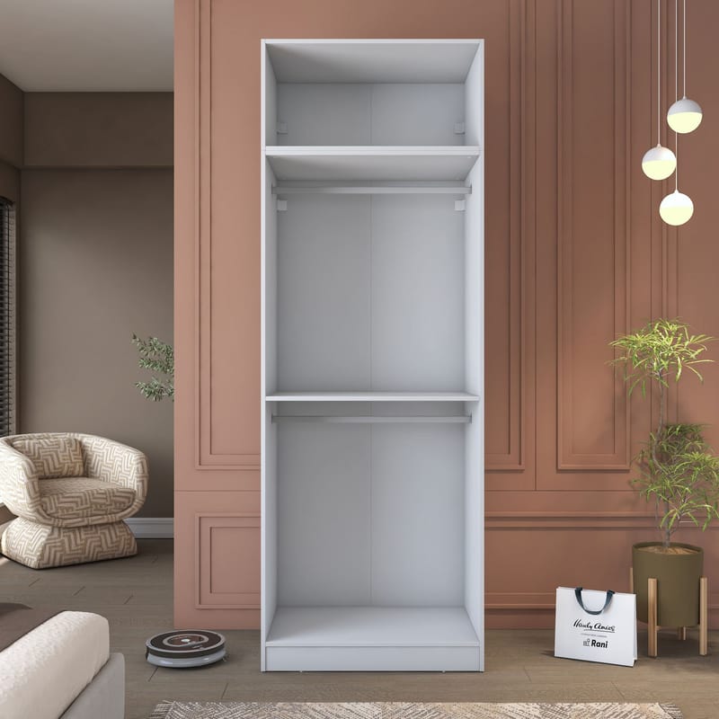 Garderobeskap Wallxpert Hyla v1 (90 x 255 x 57,5 cm) hvit - Hvit - Oppbevaring - Klesoppbevaring - Garderober & garderobesystem - Garderobeskap & klesskap