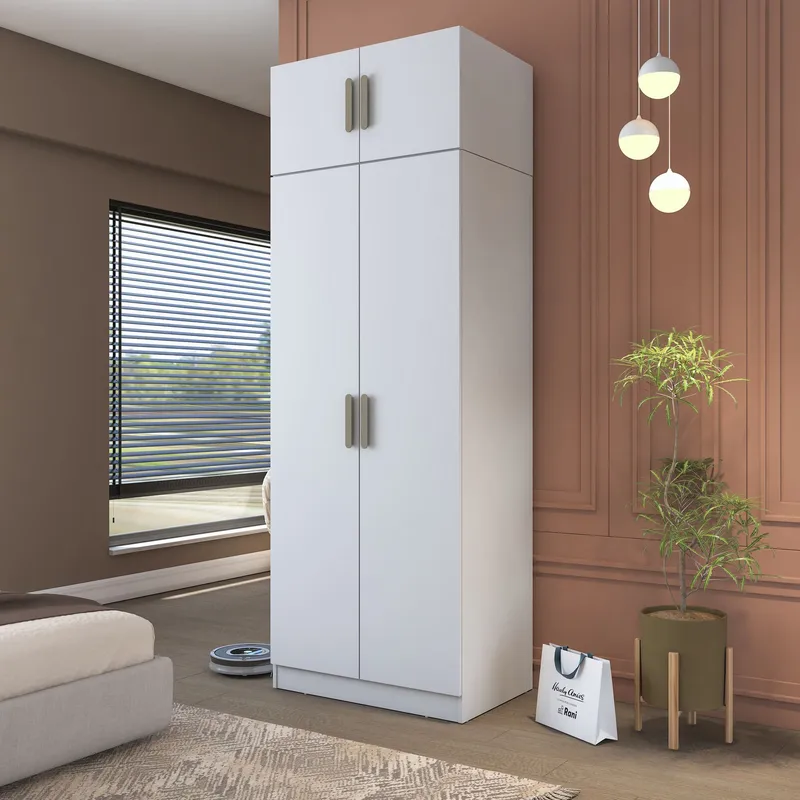 Garderobeskap Wallxpert Hyla v1 (90 x 255 x 57,5 cm) hvit - Hvit - Oppbevaring - Klesoppbevaring - Garderober & garderobesystem - Garderobeskap & klesskap