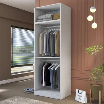 Garderobeskap Wallxpert Hyla v1 (90 x 255 x 57,5 cm) hvit - Hvit - Oppbevaring - Klesoppbevaring - Garderober & garderobesystem - Garderobeskap & klesskap