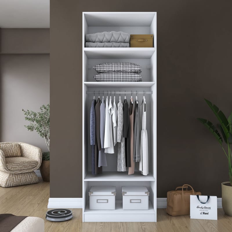 Garderobeskap Wallxpert Hyla v2 (90 x 255 x 57,5 cm) Hvit - Hvit - Oppbevaring - Klesoppbevaring - Garderober & garderobesystem - Garderobeskap & klesskap