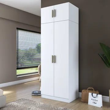 Garderobeskap Wallxpert Hyla v2 (90 x 255 x 57,5 cm) Hvit - Hvit - Oppbevaring - Klesoppbevaring - Garderober & garderobesystem - Garderobeskap & klesskap