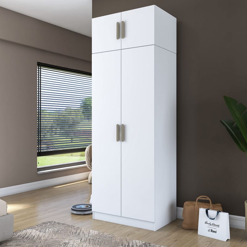 Garderobeskap Wallxpert Hyla v2 (90 x 255 x 57,5 cm) Hvit - Hvit - Oppbevaring - Klesoppbevaring - Garderober & garderobesystem - Garderobeskap & klesskap