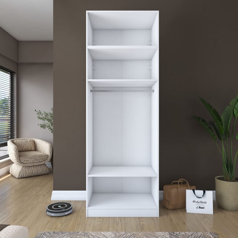 Garderobeskap Wallxpert Hyla v2 (90 x 255 x 57,5 cm) Hvit - Hvit - Oppbevaring - Klesoppbevaring - Garderober & garderobesystem - Garderobeskap & klesskap