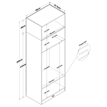 Garderobeskap Wallxpert Hyla v2 (90 x 255 x 57,5 cm) Hvit - Hvit - Oppbevaring - Klesoppbevaring - Garderober & garderobesystem - Garderobeskap & klesskap