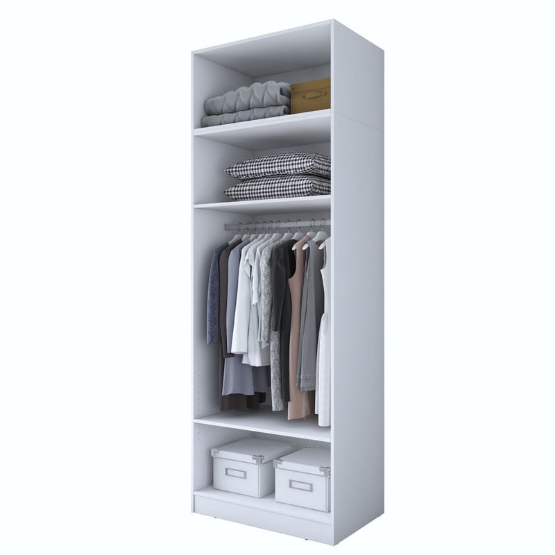 Garderobeskap Wallxpert Hyla v2 (90 x 255 x 57,5 cm) Hvit - Hvit - Oppbevaring - Klesoppbevaring - Garderober & garderobesystem - Garderobeskap & klesskap