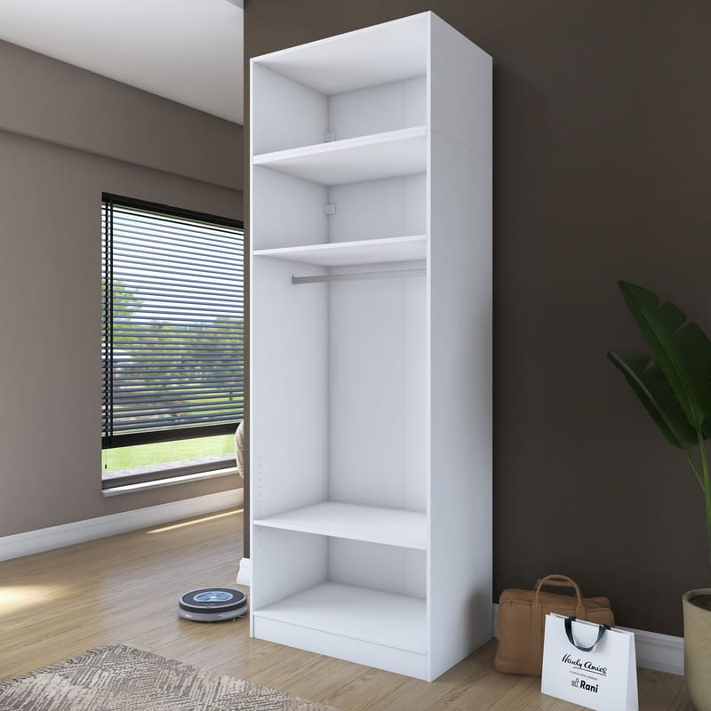 Garderobeskap Wallxpert Hyla v2 (90 x 255 x 57,5 cm) Hvit - Hvit - Oppbevaring - Klesoppbevaring - Garderober & garderobesystem - Garderobeskap & klesskap