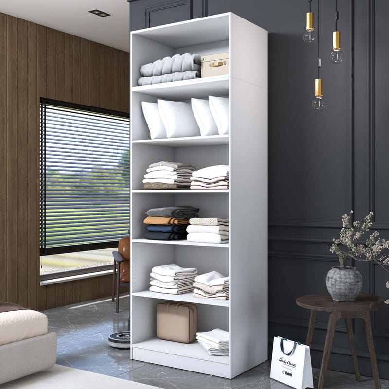 Garderobeskap Wallxpert Hyla v3 (90 x 255 x 57,5 cm) Hvit - Hvit - Oppbevaring - Klesoppbevaring - Garderober & garderobesystem - Garderobeskap & klesskap
