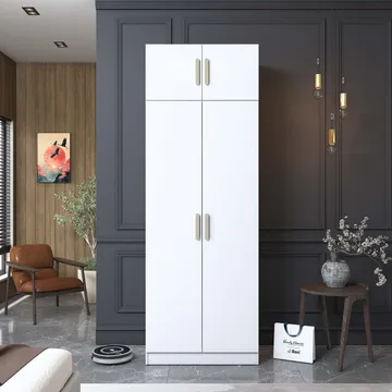 Garderobeskap Wallxpert Hyla v3 (90 x 255 x 57,5 cm) Hvit - Hvit - Oppbevaring - Klesoppbevaring - Garderober & garderobesystem - Garderobeskap & klesskap