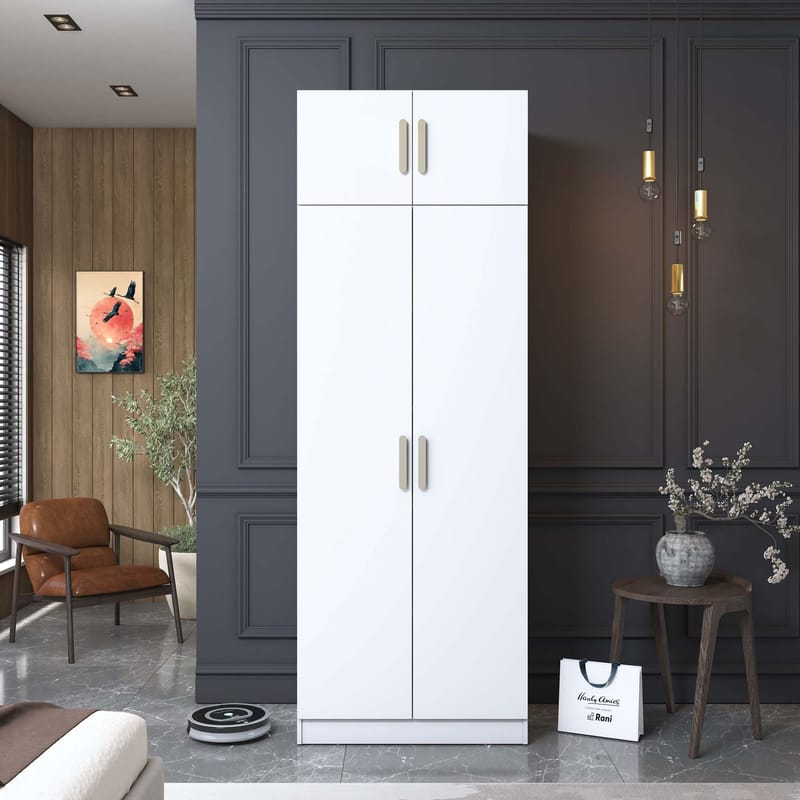 Garderobeskap Wallxpert Hyla v3 (90 x 255 x 57,5 cm) Hvit - Hvit - Oppbevaring - Klesoppbevaring - Garderober & garderobesystem - Garderobeskap & klesskap