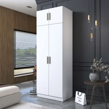 Garderobeskap Wallxpert Hyla v3 (90 x 255 x 57,5 cm) Hvit - Hvit - Oppbevaring - Klesoppbevaring - Garderober & garderobesystem - Garderobeskap & klesskap