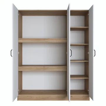 Garderobeskap Wallxpert Isla-hylle (145 x 181,9 x 55 cm) Valnøtt hvit - Valnøtt og hvit - Oppbevaring - Klesoppbevaring - Garderober & garderobesystem - Garderobeskap & klesskap