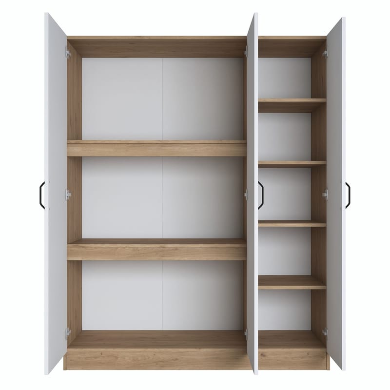 Garderobeskap Wallxpert Isla-hylle (145 x 181,9 x 55 cm) Valnøtt hvit - Valnøtt og hvit - Oppbevaring - Klesoppbevaring - Garderober & garderobesystem - Garderobeskap & klesskap