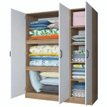 Garderobeskap Wallxpert Isla-hylle (145 x 181,9 x 55 cm) Valnøtt hvit - Valnøtt og hvit - Oppbevaring - Klesoppbevaring - Garderober & garderobesystem - Garderobeskap & klesskap