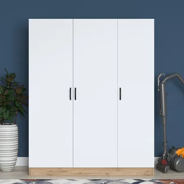 Garderobeskap Wallxpert Isla-hylle (145 x 181,9 x 55 cm) Valnøtt hvit - Valnøtt og hvit - Oppbevaring - Klesoppbevaring - Garderober & garderobesystem - Garderobeskap & klesskap