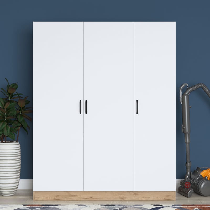 Garderobeskap Wallxpert Isla-hylle (145 x 181,9 x 55 cm) Valnøtt hvit - Valnøtt og hvit - Oppbevaring - Klesoppbevaring - Garderober & garderobesystem - Garderobeskap & klesskap