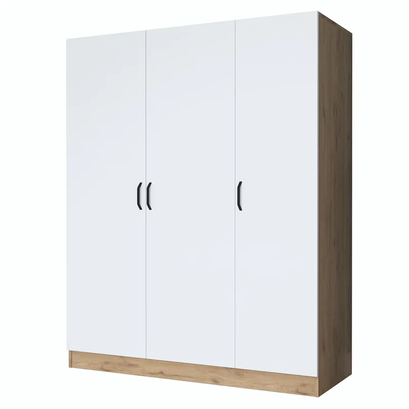 Garderobeskap Wallxpert Isla-hylle (145 x 181,9 x 55 cm) Valnøtt hvit, Valnøtt og hvit