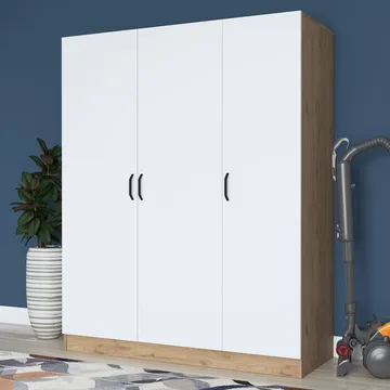 Garderobeskap Wallxpert Isla-hylle (145 x 181,9 x 55 cm) Valnøtt hvit - Valnøtt og hvit - Oppbevaring - Klesoppbevaring - Garderober & garderobesystem - Garderobeskap & klesskap