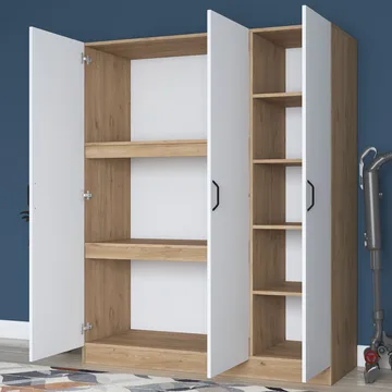 Garderobeskap Wallxpert Isla-hylle (145 x 181,9 x 55 cm) Valnøtt hvit - Valnøtt og hvit - Oppbevaring - Klesoppbevaring - Garderober & garderobesystem - Garderobeskap & klesskap