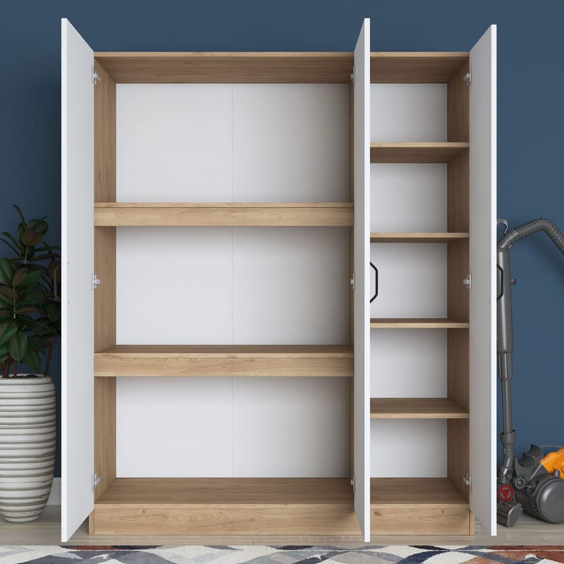 Garderobeskap Wallxpert Isla-hylle (145 x 181,9 x 55 cm) Valnøtt hvit - Valnøtt og hvit - Oppbevaring - Klesoppbevaring - Garderober & garderobesystem - Garderobeskap & klesskap