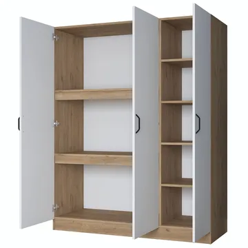 Garderobeskap Wallxpert Isla-hylle (145 x 181,9 x 55 cm) Valnøtt hvit - Valnøtt og hvit - Oppbevaring - Klesoppbevaring - Garderober & garderobesystem - Garderobeskap & klesskap