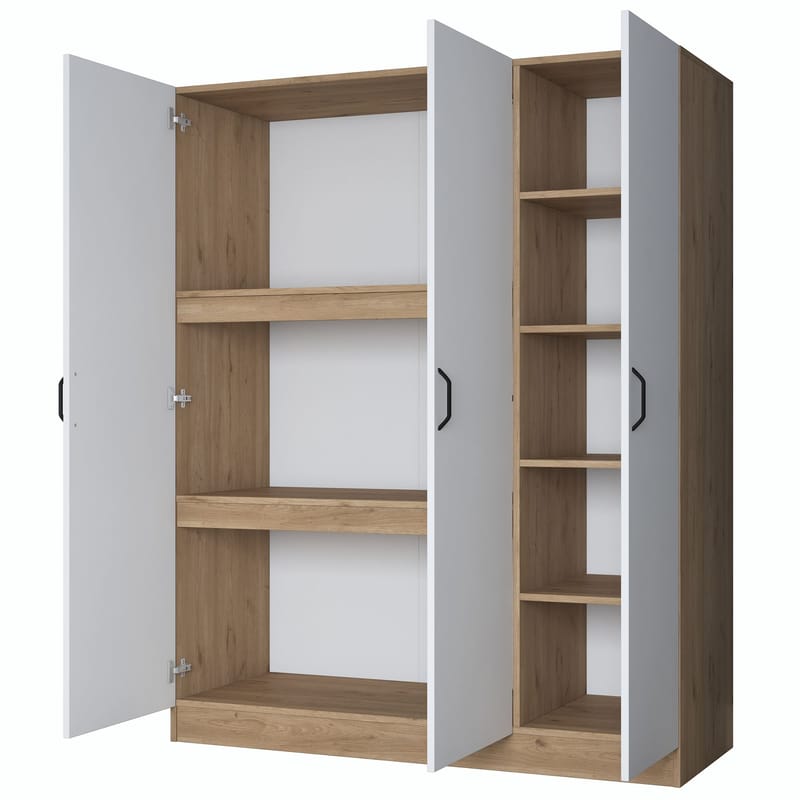 Garderobeskap Wallxpert Isla-hylle (145 x 181,9 x 55 cm) Valnøtt hvit - Valnøtt og hvit - Oppbevaring - Klesoppbevaring - Garderober & garderobesystem - Garderobeskap & klesskap