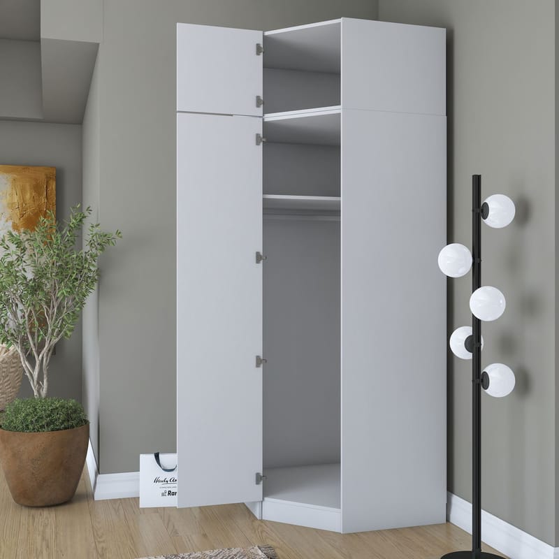 Garderobeskap Wallxpert Juna (91 x 255 x 57,5 cm) hvit - Hvit - Oppbevaring - Klesoppbevaring - Garderober & garderobesystem - Garderobeskap & klesskap