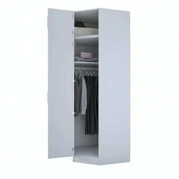 Garderobeskap Wallxpert Juna (91 x 255 x 57,5 cm) hvit - Hvit - Oppbevaring - Klesoppbevaring - Garderober & garderobesystem - Garderobeskap & klesskap
